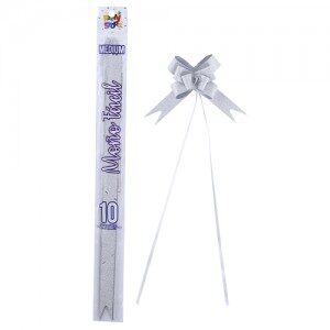 Moño Fácil Mediano Plateado Glitter x 10un. REMFMEPL