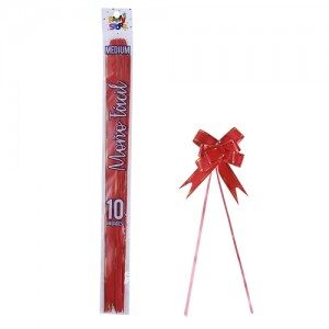 Moño Fácil Mediano Rojo Borde Dorado x 10un. REMFMERJ