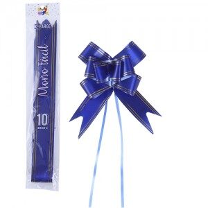 Moño Fácil Gigante Azul Borde Dorado x 10un. REMFXLAZ