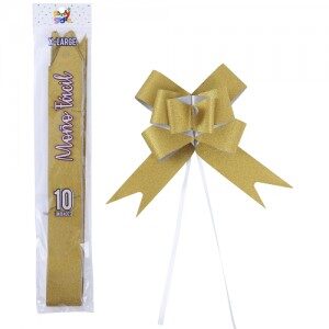 Moño Fácil Gigante Dorado Glitter x 10un. REMFXLDO