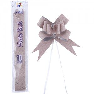 Moño Fácil Gigante Rosa Gold Glitter x 10un. REMFXLRG