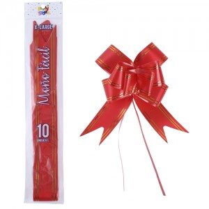 Moño Fácil Gigante Rojo Borde Dorado x 10un. REMFXLRJ
