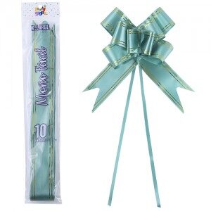 Moño Fácil Gigante Verde Borde Dorado x 10un. REMFXLVE