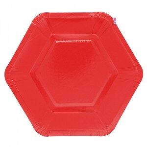 Plato Hexagonal Rojo 17cm x 6 DPC096