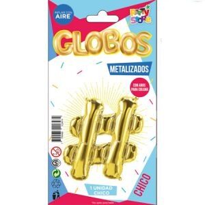 Globo Metalizado Chico - Dorado Símbolo Numeral GMCDNUM