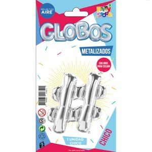 Globo Metalizado Chico - Plateado Símbolo Numeral GMCPNUM