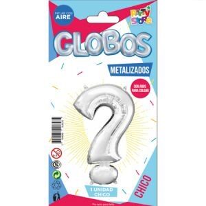 Globo Metalizado Chico - Plateado Símbolo Pregunta GMCPPRE