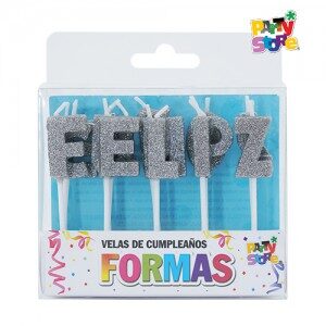 Velas Formas - Set Feliz Cumple Plateado VS055