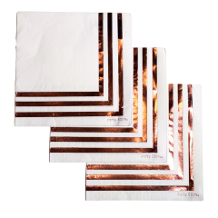 Servilletas Blanca borde Rosa Gold x 12 DSE088-2