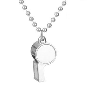 Collar de Cuentas con Silbato Plateado 80cm AC176