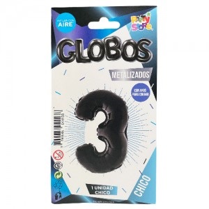 Número 3 Negro 14" Party en Blister GMCNG3