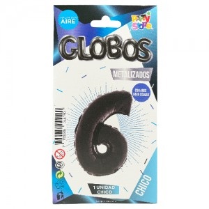 Número 6 Negro 14" Party en Blister GMCNG6