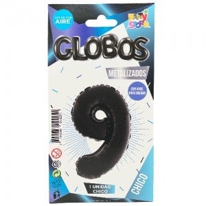 Número 9 Negro 14" Party en Blister GMCNG9