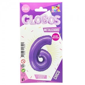 Número 6 Violeta 14" Party en Blister GMCVI6
