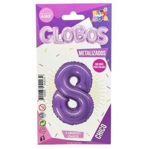 Número 8 Violeta 14" Party en Blister GMCVI8