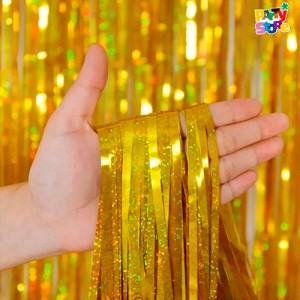 Cortina Holografica Dorado 100x200cm GUCOHDO