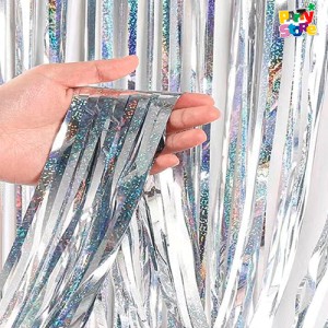 Cortina Holografica Plateada 100x200cm GUCOHPL