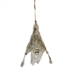 Medio Esqueleto Boca abajo telaraña c/luz 20 luces LED 108x80x18 HD459