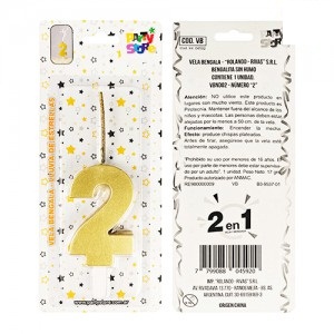 Vela Bengala Numero 2 Dorado VBNDO2