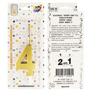 Vela Bengala Numero 4 Dorado VBNDO4