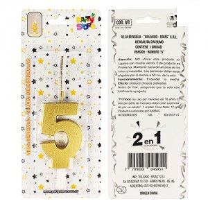 Vela Bengala Numero 5 Dorado VBNDO5