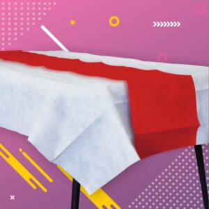 Mantel Fiselina River Blanco con camino Rojo 1.80 x 1.20m