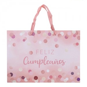 Bolsa Feliz Cumpleaños Rosa Pastel x1un 35x25x9cm BO03