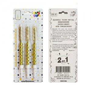 Vela Bengala Espiral Dorada x3u VBTDO