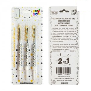 Vela Bengala Espiral Plateada x3u VBTPL
