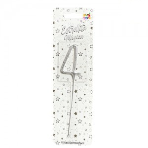 Velas Sparkles Nº4 Plateado VNEPL4