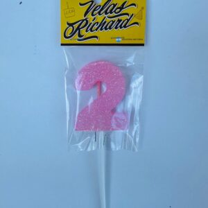 Vela Numero 2 Gibre Rosa (en Blister) 5cm caja x 20un