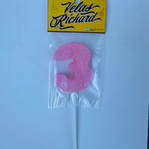 Vela Numero 3 Gibre Rosa (en Blister) 5cm caja x 20un