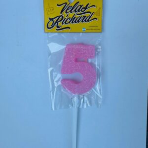 Vela Numero 5 Gibre Rosa (en Blister) 5cm caja x 20un