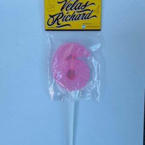 Vela Numero 6 Gibre Rosa (en Blister) 5cm caja x 20un