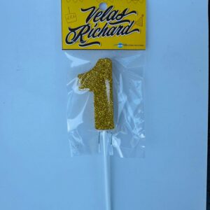 Vela Numero 1 Gibre Dorado (en Blister) 5cm caja x 20un