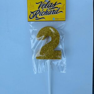 Vela Numero 2 Gibre Dorado (en Blister) 5cm caja x 20un