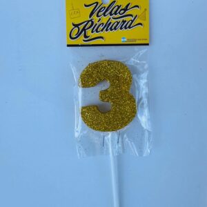 Vela Numero 3 Gibre Dorado (en Blister) 5cm caja x 20un