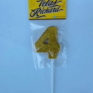 Vela Numero 4 Gibre Dorado (en Blister) 5cm caja x 20un