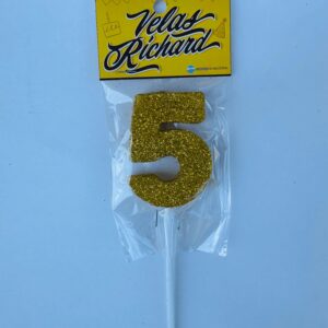 Vela Numero 5 Gibre Dorado (en Blister) 5cm caja x 20un