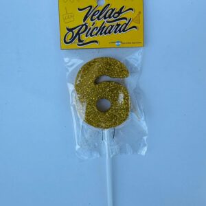 Vela Numero 6 Gibre Dorado (en Blister) 5cm caja x 20un