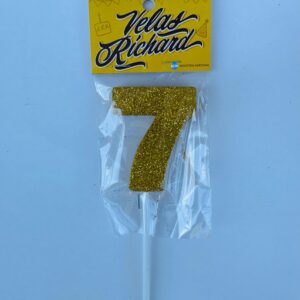 Vela Numero 7 Gibre Dorado (en Blister) 5cm caja x 20un