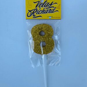 Vela Numero 8 Gibre Dorado (en Blister) 5cm caja x 20un