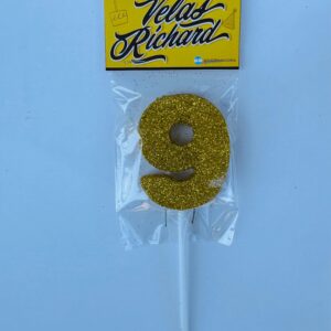 Vela Numero 9 Gibre Dorado (en Blister) 5cm caja x 20un