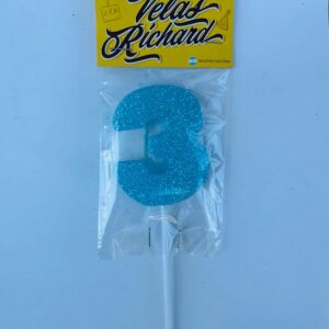 Vela Numero 3 Gibre Celeste (en Blister) 5cm caja x 20un