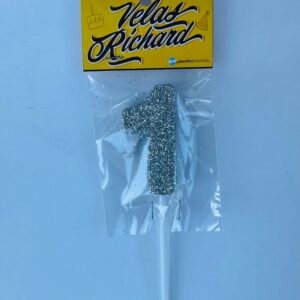 Vela Numero 1 Gibre Plata (en Blister) 5cm caja x 20un