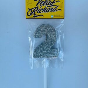 Vela Numero 2 Gibre Plata (en Blister) 5cm caja x 20un