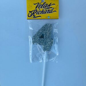 Vela Numero 4 Gibre Plata (en Blister) 5cm caja x 20un