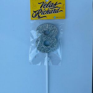 Vela Numero 8 Gibre Plata (en Blister) 5cm caja x 20un