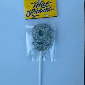 Vela Numero 9 Gibre Plata (en Blister) 5cm caja x 20un
