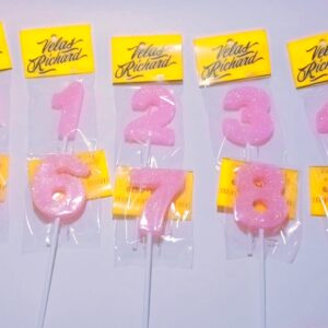 Vela Numero Gibre Rosa Caja Surtida de 0 al 9 (en Blister) 5cm caja x 20un